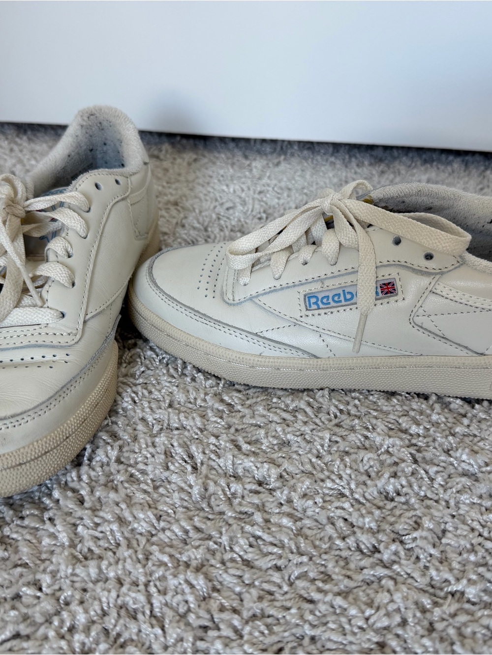 Reebok Off-White Leather Low-Top Sneakers